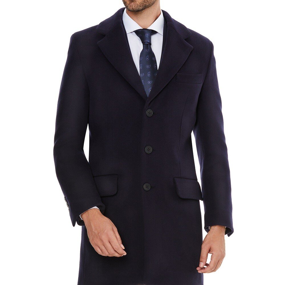 Navy blue cashmere business men's coat B103