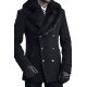 Black men's coat with fur collar B135